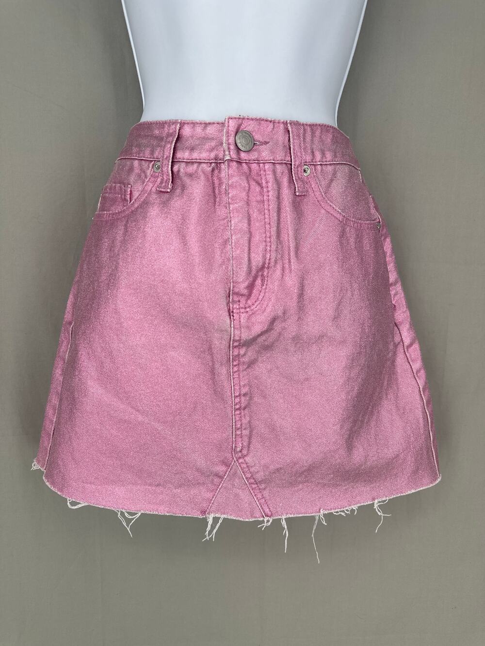 Wild Fable Skirt Womens 0 Pink Denim Mini Metallic Shine Stretch Grunge Party